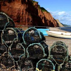 Sidmouth beach crab pots
