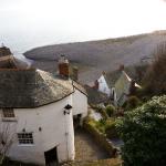 View over Clovelly Cottages and Beach